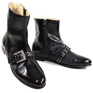 ALBERTO CICCIOLI 🇮🇹 WOMEN'S  SOFT PATEN LEATHER COMFORT FASHION ANKLE BOOTIE